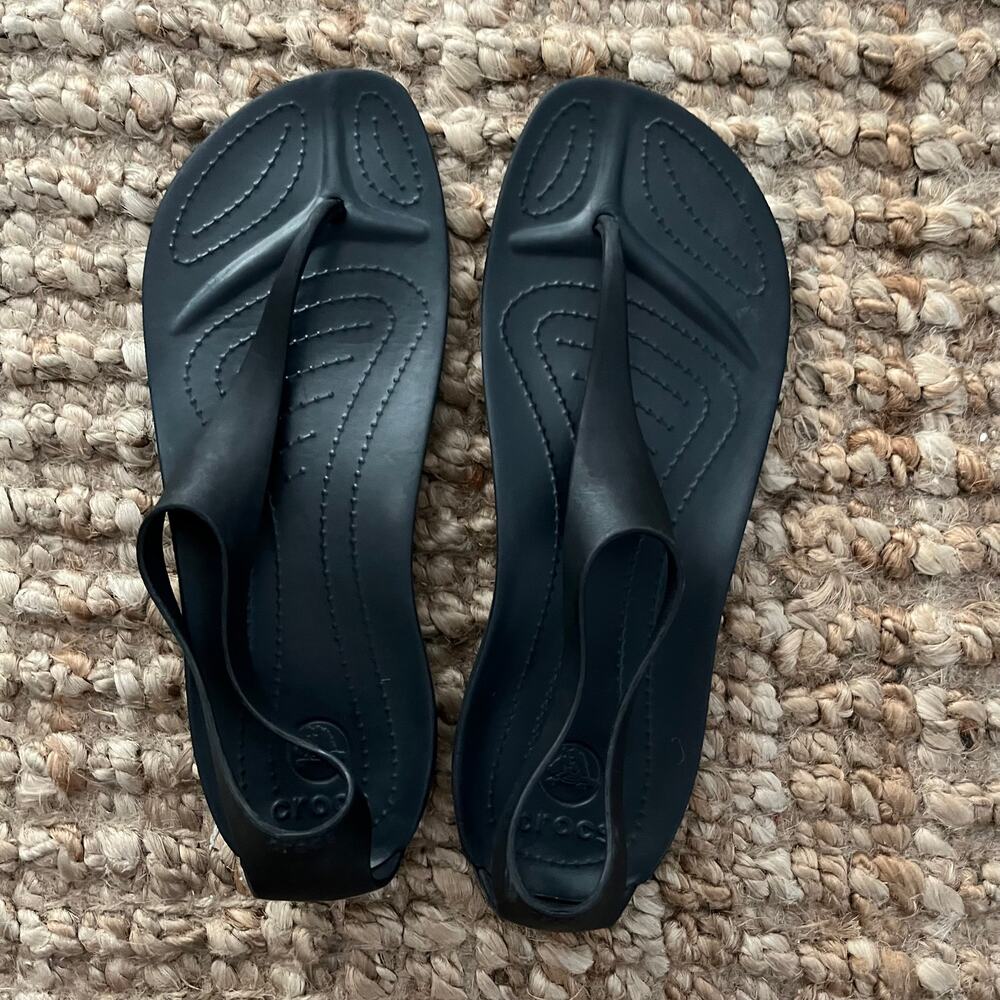 Crocs Sexi Serena Black Thong Slingback Sandals Women’s Size 10 W NWOT Rare